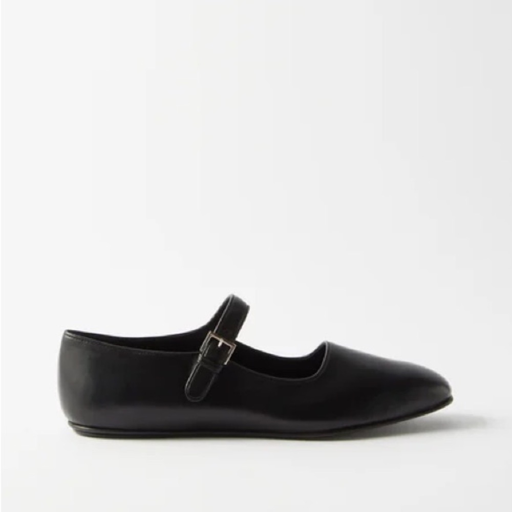 Like New The Row Ava Black Leather Mary Jane Flats 41.5 / 11.5